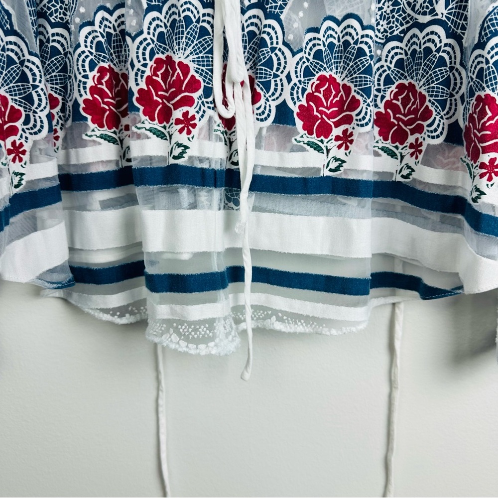 FARM Rio Blue and Red Patterned Blouse - Picture 14 of 15